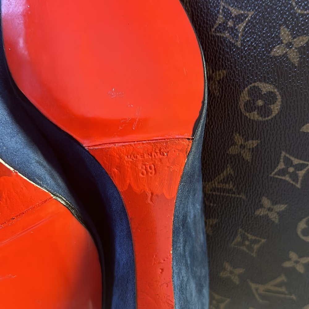 Christian Louboutin Blue Suede Wedge Heels EU 39 - Picture 10 of 14